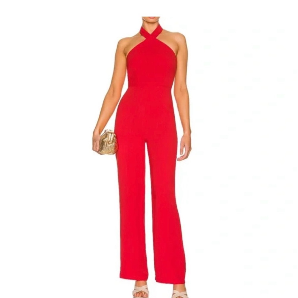 Elegant Red Halter Jumpsuit
